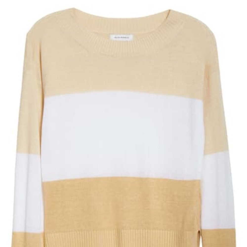 Club Monaco Yellow and White Striped Sweater